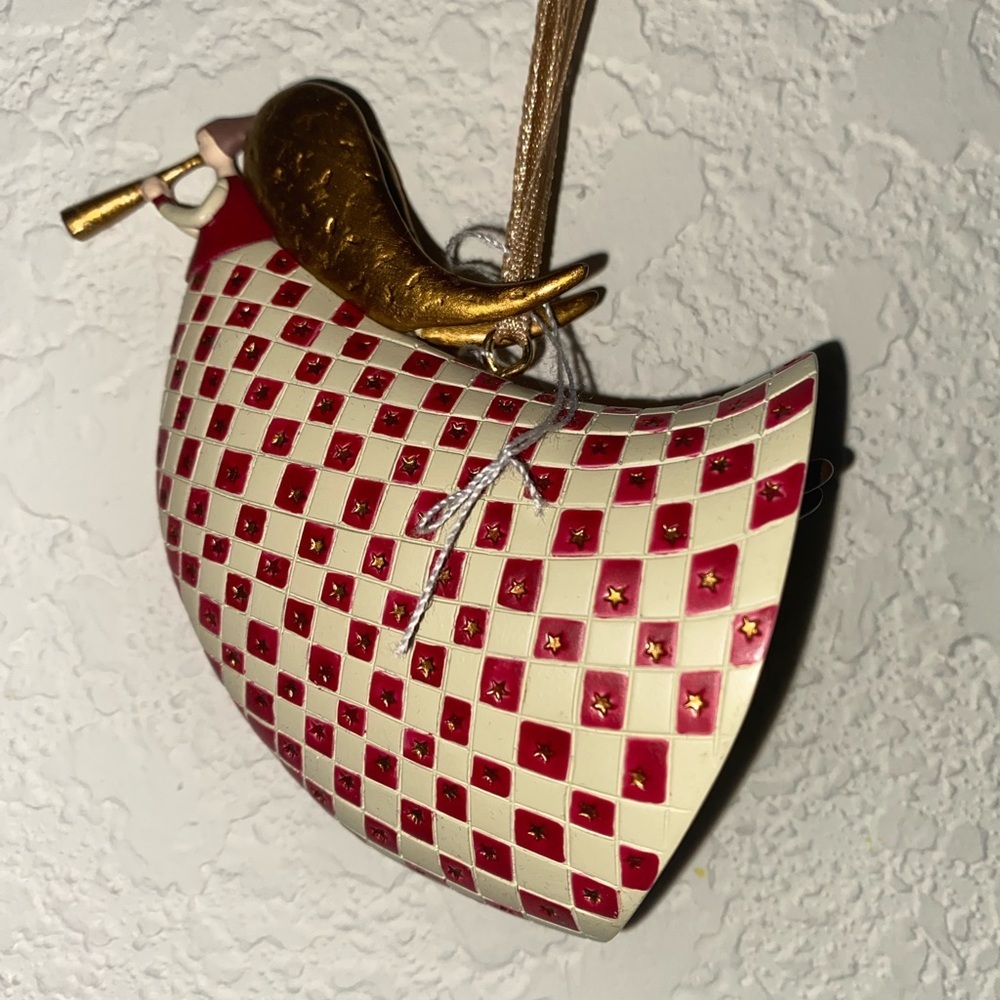 Marcel Schurman Red Cream Checkered Hand Painted Angel  Christmas Ornament 3.5” - Picture 8 of 14